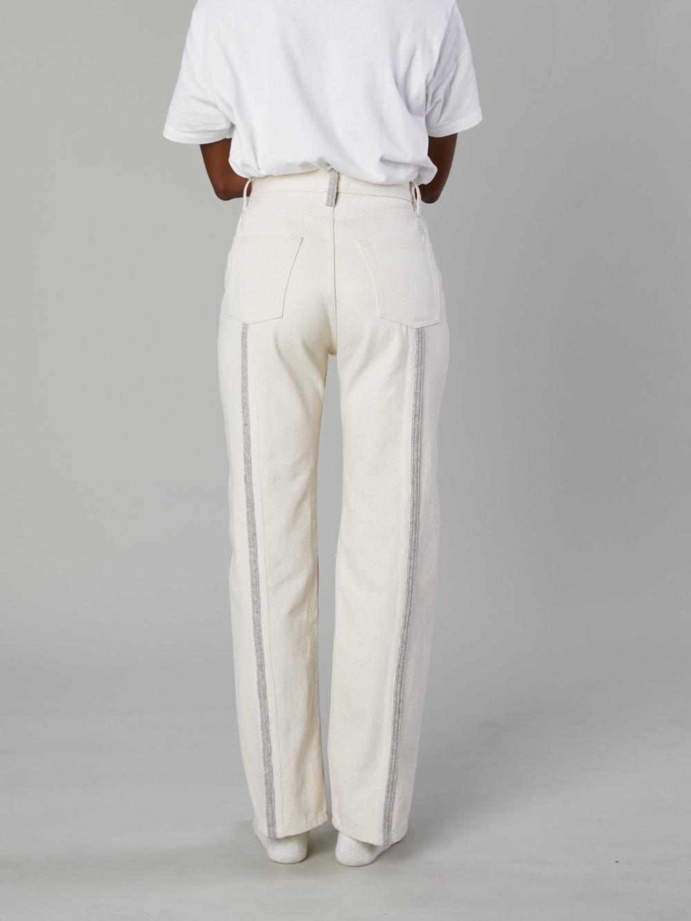 Still Here Straight-Leg Jeans Ivory/Blue Felt